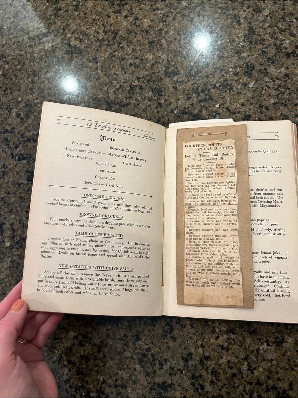 Fifty-Two Sunday Dinners by Elizebeth O Hiller 1915 Vintage Well Loved Used